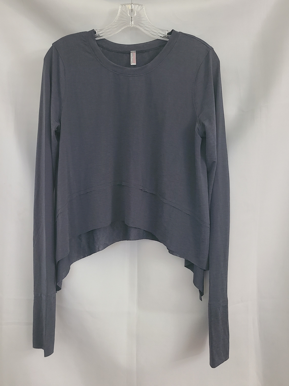 Free People Movement Sz M Charcoal Gray Cropped Oversized Relaxed Athleisure Top